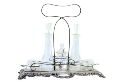Clearance Pamono Silver and Glass Cruet Set with Sugar Bowl, Salt and Pepper Shaker, Set of 6