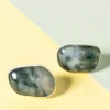 Pamono Silver and Moss Agate Earrings from Gussi, 1957, Set of 2> Earrings