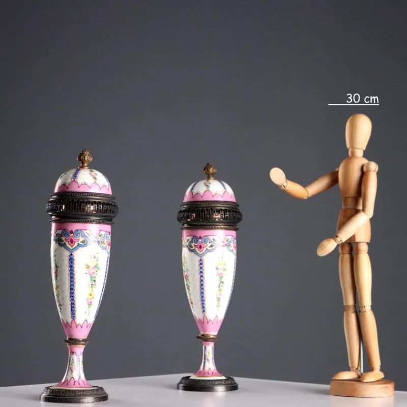 Pamono Silver and Porcelain Perfume Burners from Limoges, Set of 2> Vases