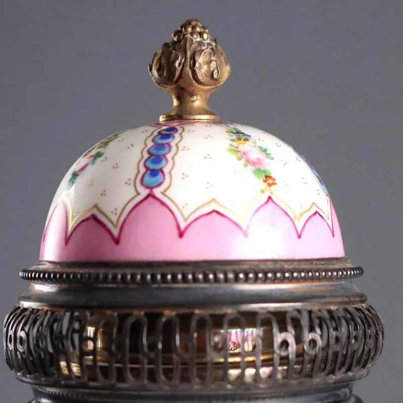 Pamono Silver and Porcelain Perfume Burners from Limoges, Set of 2> Vases