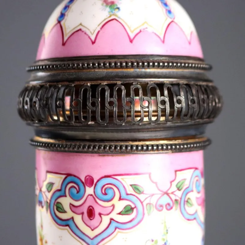 Pamono Silver and Porcelain Perfume Burners from Limoges, Set of 2> Vases