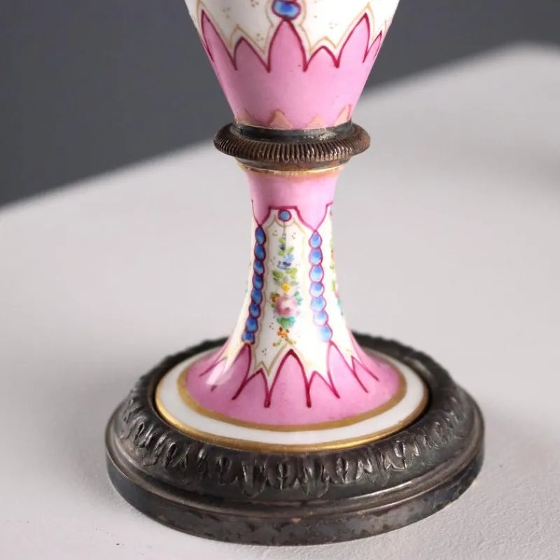 Pamono Silver and Porcelain Perfume Burners from Limoges, Set of 2> Vases