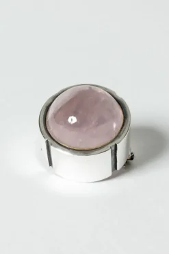 Outlet Pamono Silver and Rose Quartz Brooch by Heikki Kaksonen