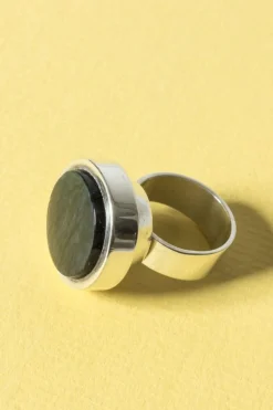 Pamono Silver and Spectrolite Ring by Elis Kauppi, 1960s