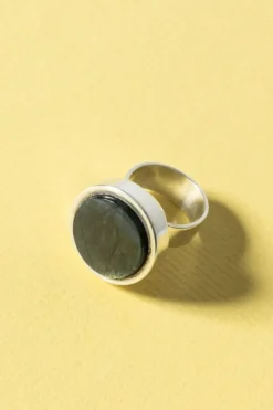 Pamono Silver and Spectrolite Ring by Elis Kauppi, 1960s