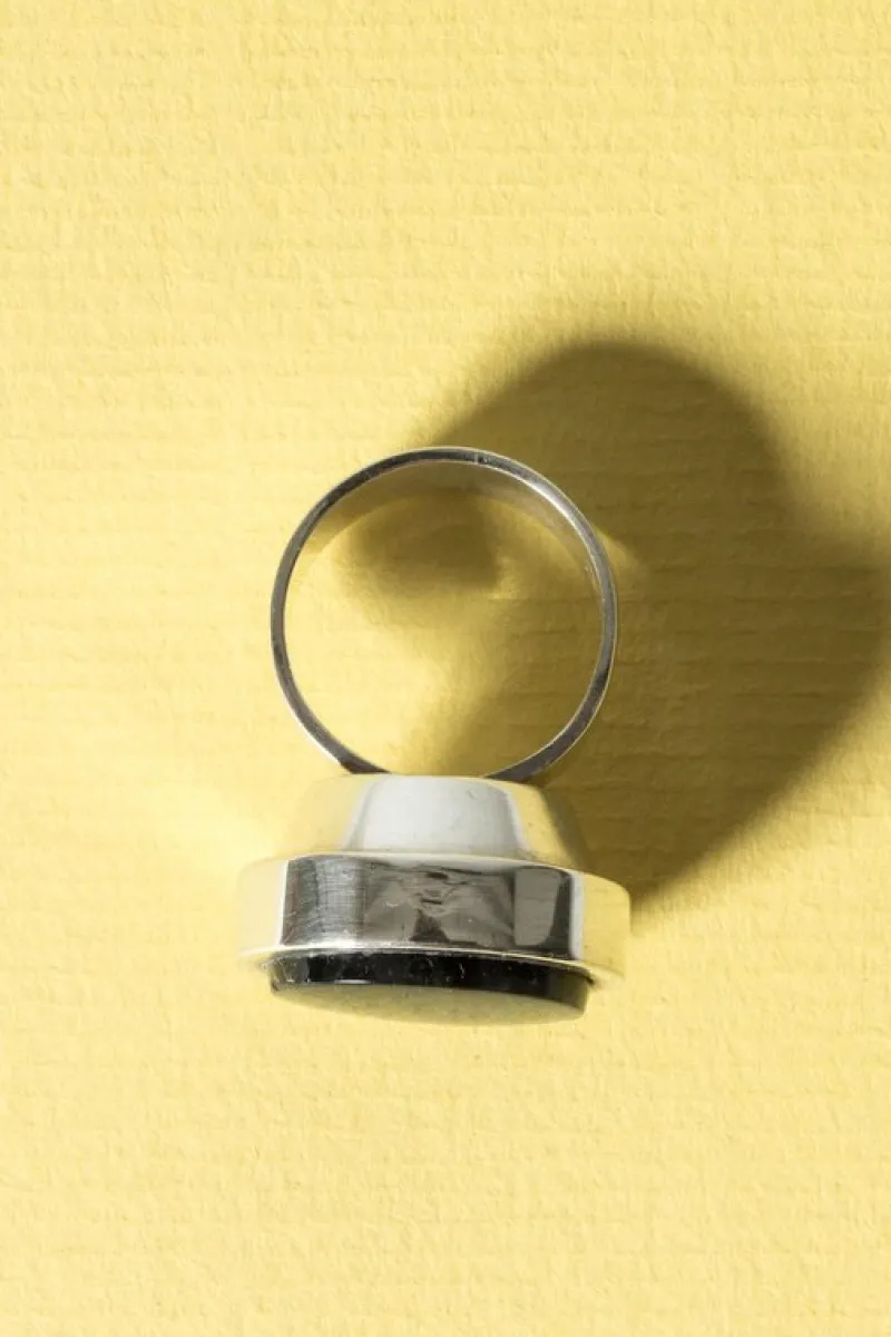 Pamono Silver and Spectrolite Ring by Elis Kauppi, 1960s