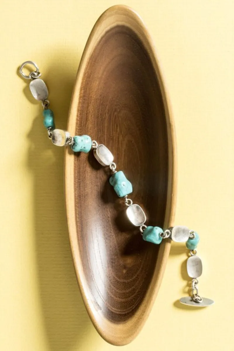 Pamono Silver and Turquoise Bracelet by Arvo Saarela, 1966> Bracelets