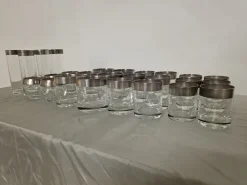Hot Pamono Silver Band Glassware by Dorothy Thorpe Inc., 1960s, Set of 30