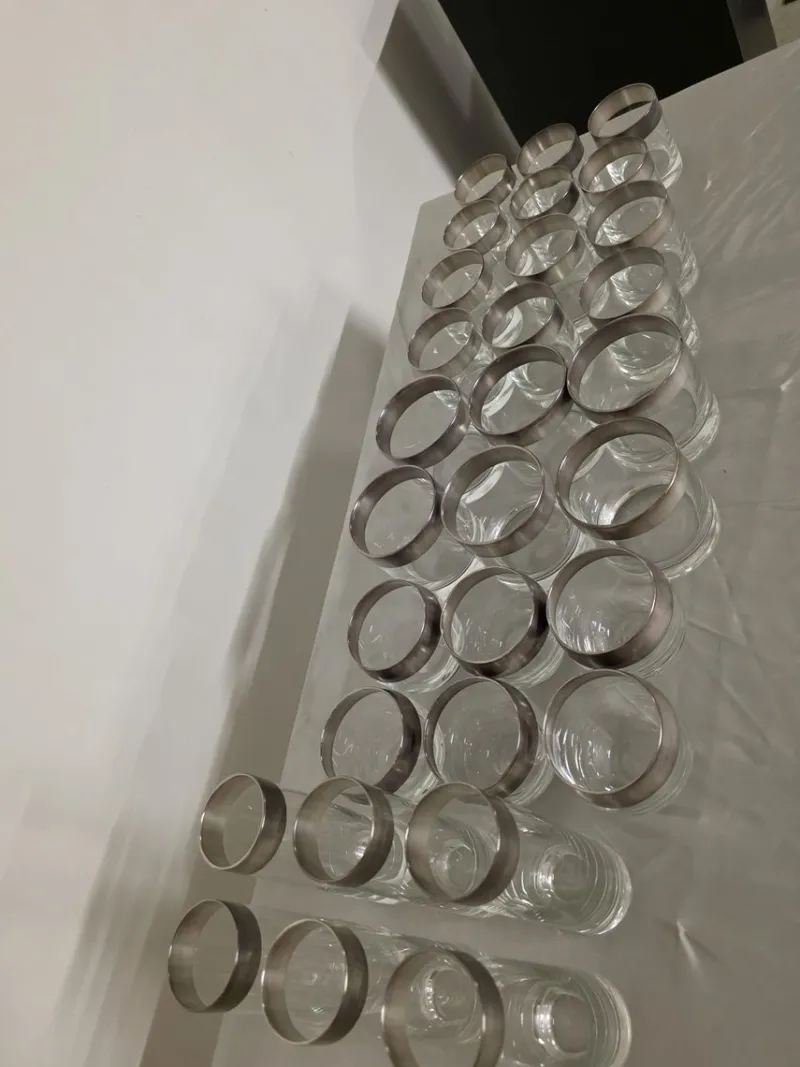 Hot Pamono Silver Band Glassware by Dorothy Thorpe Inc., 1960s, Set of 30
