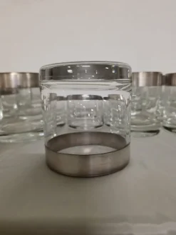 Hot Pamono Silver Band Glassware by Dorothy Thorpe Inc., 1960s, Set of 30