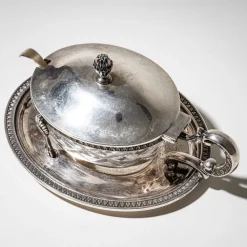 Clearance Pamono Silver Box with Spoon, 19th Century, Set of 2