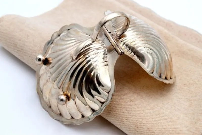 New Pamono Silver Butter Dish in the Shape of a Hinged Shell