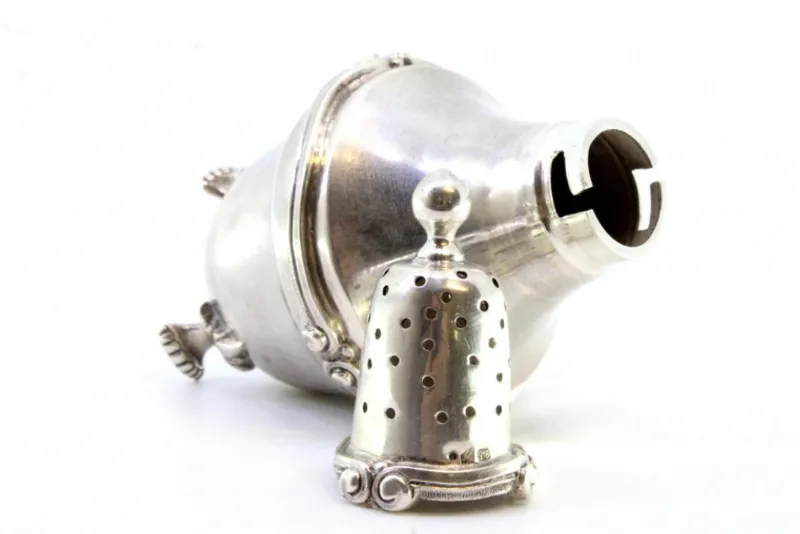 Pamono Silver Candlestick with Removable Lid Pommel> Candleholders
