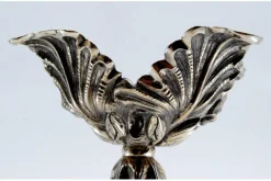 Pamono Silver Candlesticks Embossed with Acanthus Leaves and Resting on Three Feet, Set of 2><noscript><img width=