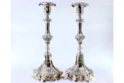 Pamono Silver Candlesticks with Stems Revealed with Palms, Set of 2><noscript><img width=