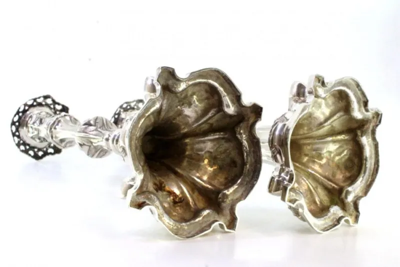 Pamono Silver Candlesticks with Stems Revealed with Palms, Set of 2> Candleholders