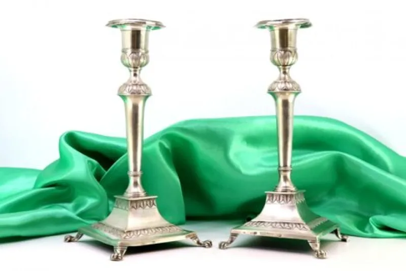 Clearance Pamono Silver Candlesticks with Reliefs, Set of 2