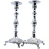 Pamono Silver Candlesticks with Turned Stems, Set of 2> Candleholders