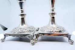 Pamono Silver Candlesticks with Turned Stems, Set of 2><noscript><img width=