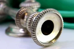 Sale Pamono Silver Candlesticks with Fluted Reliefs on Circular Bases, Set of 2