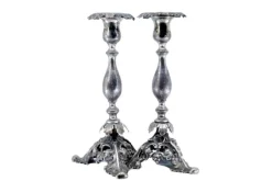 Pamono Silver Candlesticks with Turned Stems> Candleholders