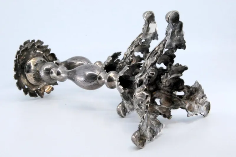 Pamono Silver Candlesticks with Turned Stems> Candleholders