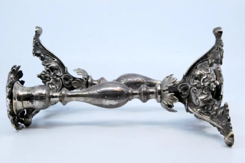 Pamono Silver Candlesticks with Turned Stems> Candleholders