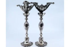 Pamono Silver Candlesticks with Turned Stems><noscript><img width=