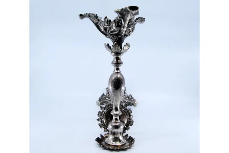 Pamono Silver Candlesticks with Turned Stems> Candleholders