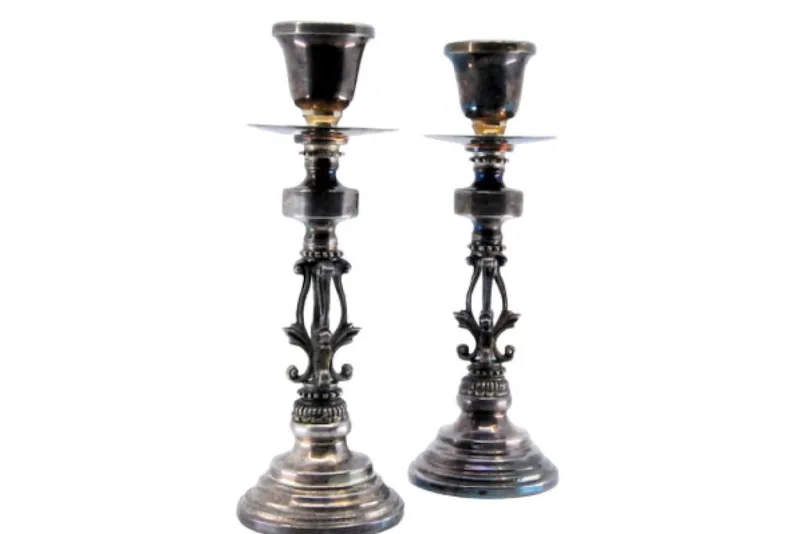 Discount Pamono Silver Candlesticks with Plain Sconces, Set of 2
