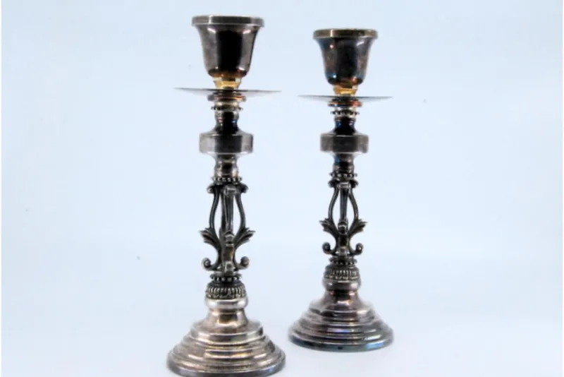 Discount Pamono Silver Candlesticks with Plain Sconces, Set of 2