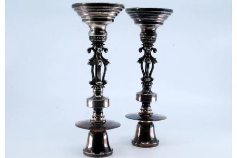 Discount Pamono Silver Candlesticks with Plain Sconces, Set of 2