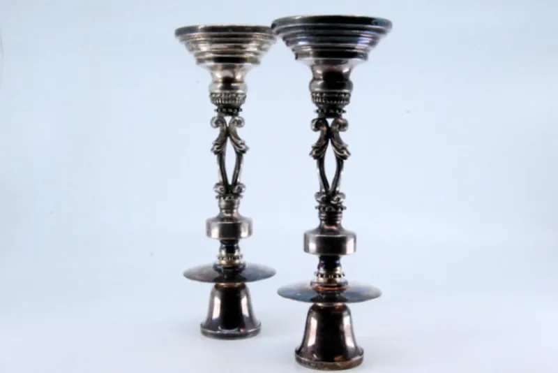 Discount Pamono Silver Candlesticks with Plain Sconces, Set of 2