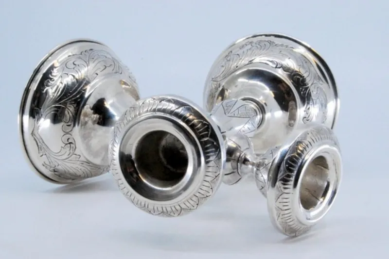 New Pamono Silver Candlesticks with Floral Motifs, Set of 2