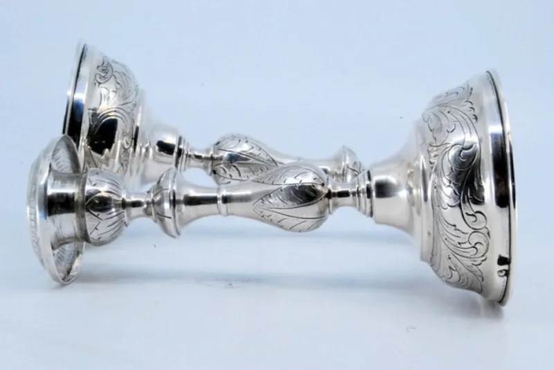 New Pamono Silver Candlesticks with Floral Motifs, Set of 2