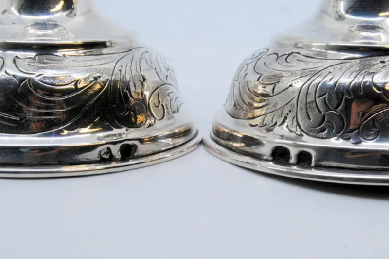 New Pamono Silver Candlesticks with Floral Motifs, Set of 2