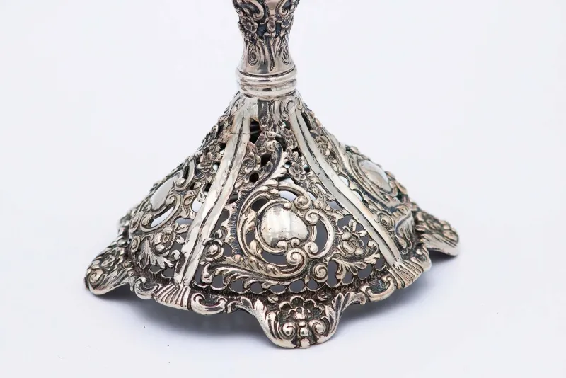 Discount Pamono Silver Candlesticks with Embossed Stems and Sconces, Set of 2
