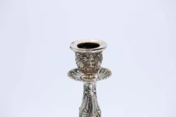 Discount Pamono Silver Candlesticks with Embossed Stems and Sconces, Set of 2