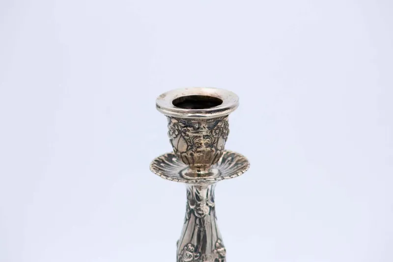 Discount Pamono Silver Candlesticks with Embossed Stems and Sconces, Set of 2
