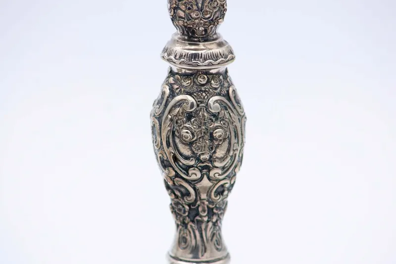 Discount Pamono Silver Candlesticks with Embossed Stems and Sconces, Set of 2