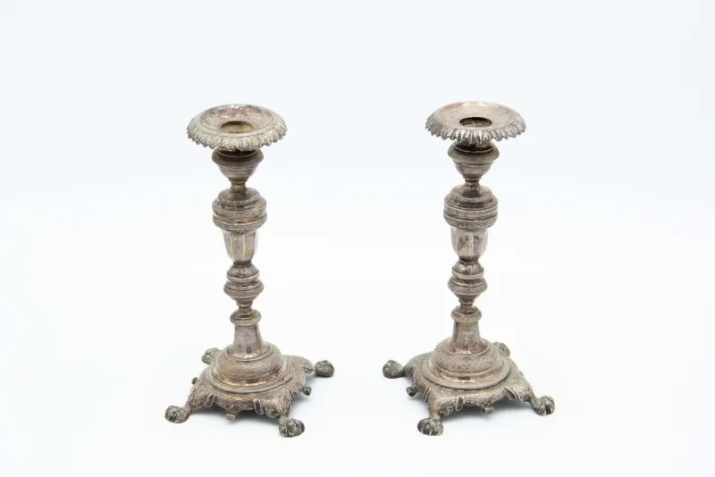 Clearance Pamono Silver Candlesticks with Turned Stems, Set of 2
