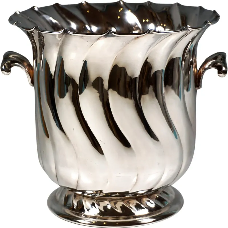 Pamono Silver Champagne Wine Cooler with Curved Folds, Firenze, Italy, Late 20th Century