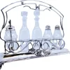 Pamono Silver Cruet with Salt and Pepper Shakers, Mustard Jar and Glass Cruets, Set of 6