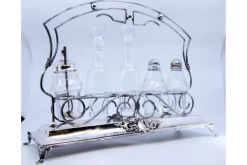 Pamono Silver Cruet with Salt and Pepper Shakers, Mustard Jar and Glass Cruets, Set of 6