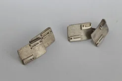 Pamono Silver Cufflinks Initialed H.E., 1960s, Set of 2><noscript><img width=