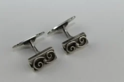 Pamono Silver Cufflinks Initialed H.J., 1960s, Set of 2
