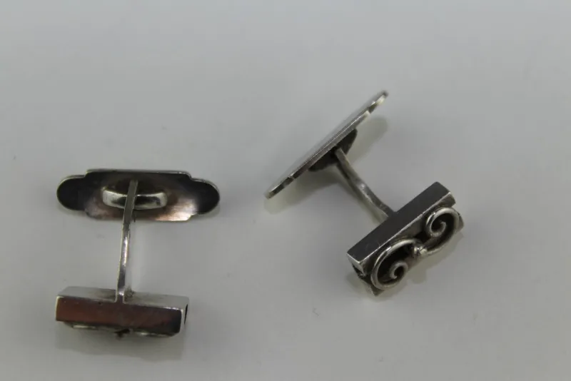 Pamono Silver Cufflinks Initialed H.J., 1960s, Set of 2