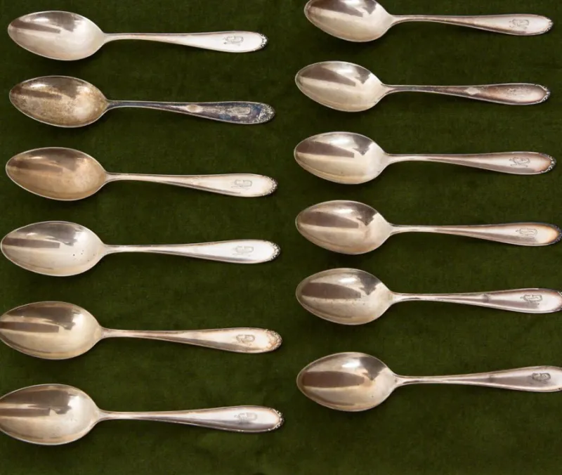 Pamono Silver Dinner Spoons by Bruckmann & Sons, Set of 12