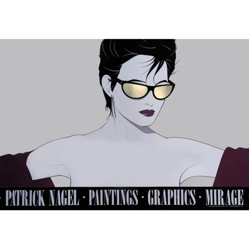 Pamono Silver Foiled Sunglasses Art Poster by Patrick Nagel, 1980s> Posters