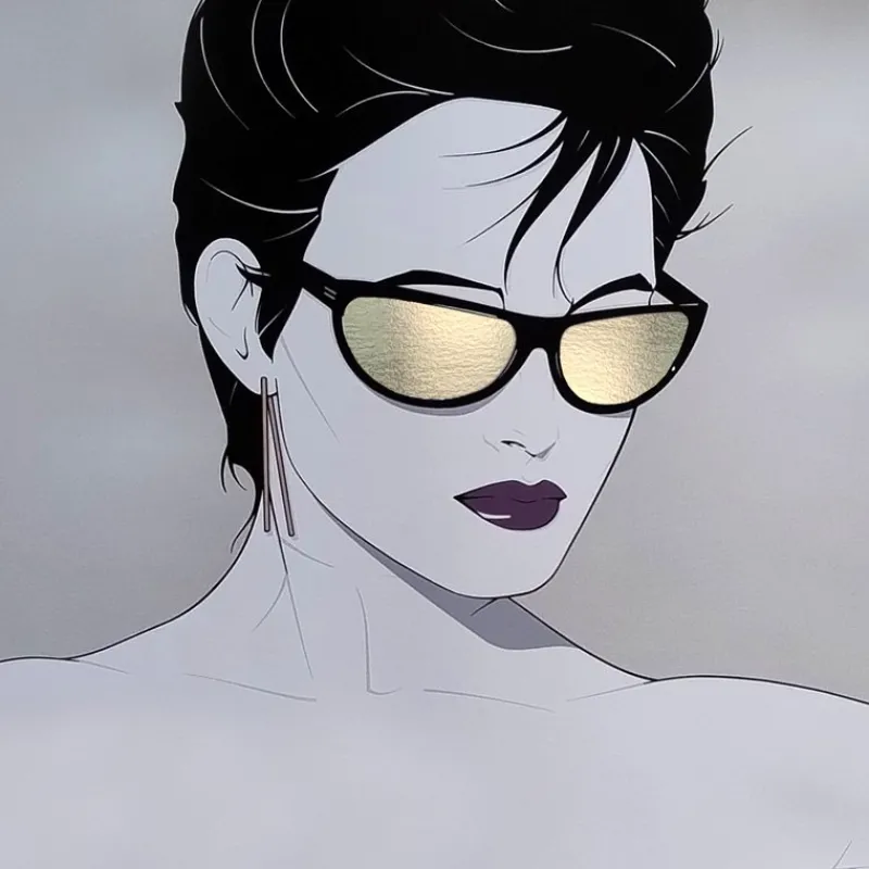 Pamono Silver Foiled Sunglasses Art Poster by Patrick Nagel, 1980s> Posters